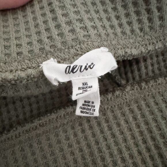 AERIE Waffle Knit Flare Lounge Sweatpants Olive Green XXL - Picture 7 of 8